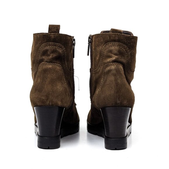 Aquatalia Women Chance Brown Suede Lace-up Zip Wedge Ankle boots size 9.5 - Picture 2 of 7